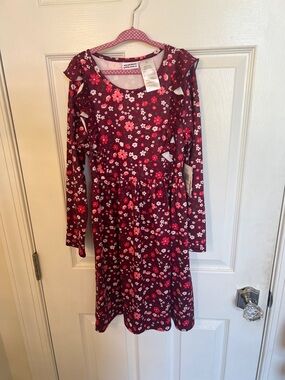 NEW Blueberi Boulevard Burgundy Floral Long Sleeve Dress Size 10
